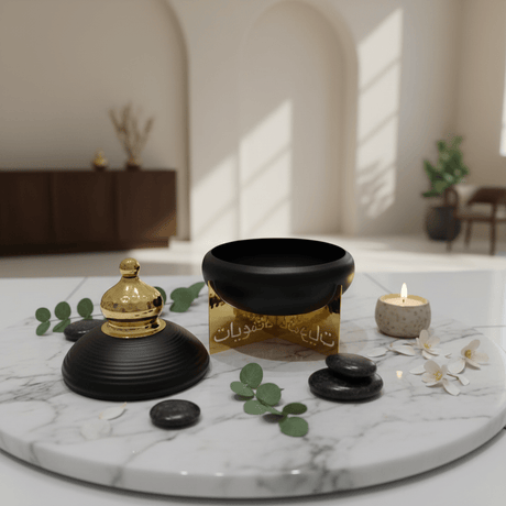 AKDC Decorative Metal Candy Jar with Lid and Raised Stand – Elegant Black and Gold Finish Storage Jar for Sweets, Dry Fruits and Home Display, Size 22 × 18 cm - Al Kabayel Discount CentreAKDC Decorative Metal Candy Jar with Lid and Raised Stand – Elegant Black and Gold Finish Storage Jar for Sweets, Dry Fruits and Home Display, Size 22 × 18 cmJars & Food SaversAKDCAl Kabayel Discount Centre