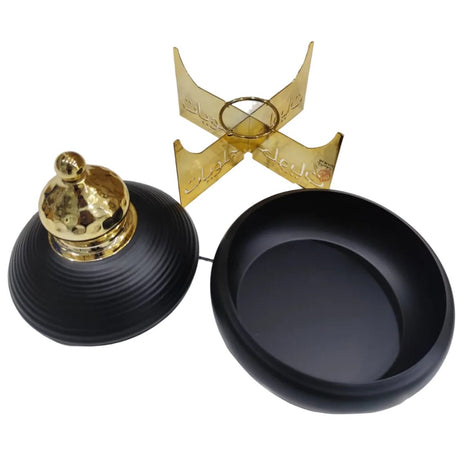 AKDC Decorative Metal Candy Jar with Lid and Raised Stand – Elegant Black and Gold Finish Storage Jar for Sweets, Dry Fruits and Home Display, Size 22 × 18 cm - Al Kabayel Discount CentreAKDC Decorative Metal Candy Jar with Lid and Raised Stand – Elegant Black and Gold Finish Storage Jar for Sweets, Dry Fruits and Home Display, Size 22 × 18 cmJars & Food SaversAKDCAl Kabayel Discount Centre
