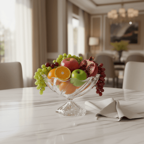 AKDC Deep Footed Glass Fruit Bowl – Large Elevated Bowl for Fruits, Salads & Serving Presentation 17×17 cm - Al Kabayel Discount CentreAKDC Deep Footed Glass Fruit Bowl – Large Elevated Bowl for Fruits, Salads & Serving Presentation 17×17 cmBowlsAKDCAl Kabayel Discount Centre
