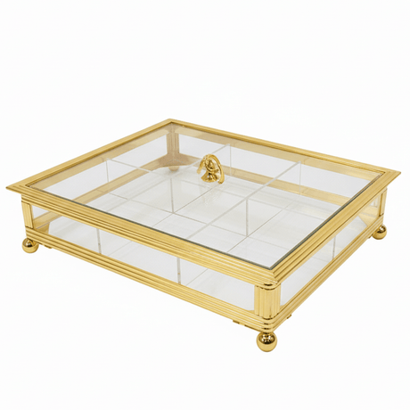 AKDC Deluxe 6 - Compartment Candy & Snacks Tray with Golden Border and Lid – Party Serving Organizer 35×25 cm - Al Kabayel Discount CentreAKDC Deluxe 6 - Compartment Candy & Snacks Tray with Golden Border and Lid – Party Serving Organizer 35×25 cmServing TraysAKDCAl Kabayel Discount Centre