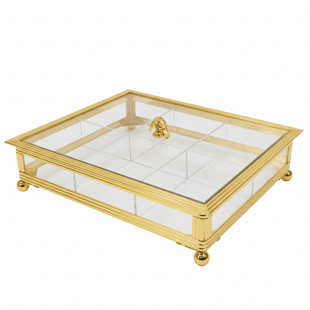 AKDC Deluxe 6 - Compartment Candy & Snacks Tray with Golden Border and Lid – Party Serving Organizer 35×25 cm - Al Kabayel Discount CentreAKDC Deluxe 6 - Compartment Candy & Snacks Tray with Golden Border and Lid – Party Serving Organizer 35×25 cmServing TraysAKDCAl Kabayel Discount Centre