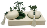 AKDC Desert Oasis Metal 2pcs Candy Bowls with Tray 26.5cm*14.5cm*14cm, Ivory/Green - Al Kabayel Discount CentreAKDC Desert Oasis Metal 2pcs Candy Bowls with Tray 26.5cm*14.5cm*14cm, Ivory/GreenBowlsAKDCAl Kabayel Discount Centre