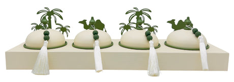 AKDC Desert Oasis Metal 4pcs Candy Bowls with Tray 51cm*14.5cm*14cm, Ivory/Green - Al Kabayel Discount CentreAKDC Desert Oasis Metal 4pcs Candy Bowls with Tray 51cm*14.5cm*14cm, Ivory/GreenBowlsAKDCAl Kabayel Discount Centre