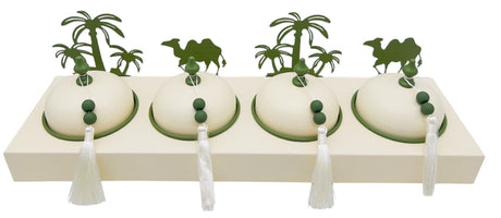 AKDC Desert Oasis Metal 4pcs Candy Bowls with Tray 51cm*14.5cm*14cm, Ivory/Green - Al Kabayel Discount CentreAKDC Desert Oasis Metal 4pcs Candy Bowls with Tray 51cm*14.5cm*14cm, Ivory/GreenBowlsAKDCAl Kabayel Discount Centre