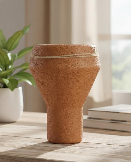 AKDC Designer Clay Plant Pot – Sand Tone – 23×15 cm – Unique Curved Shape - Al Kabayel Discount CentreAKDC Designer Clay Plant Pot – Sand Tone – 23×15 cm – Unique Curved ShapeFlower/Plant PotsAKDCAl Kabayel Discount Centre