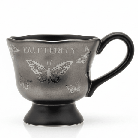AKDC Designer Silver & Black Ceramic Mug with Butterfly Artwork, Stylish Everyday Coffee Mug 200ml - Al Kabayel Discount CentreAKDC Designer Silver & Black Ceramic Mug with Butterfly Artwork, Stylish Everyday Coffee Mug 200mlTea CupsAKDCAl Kabayel Discount Centre