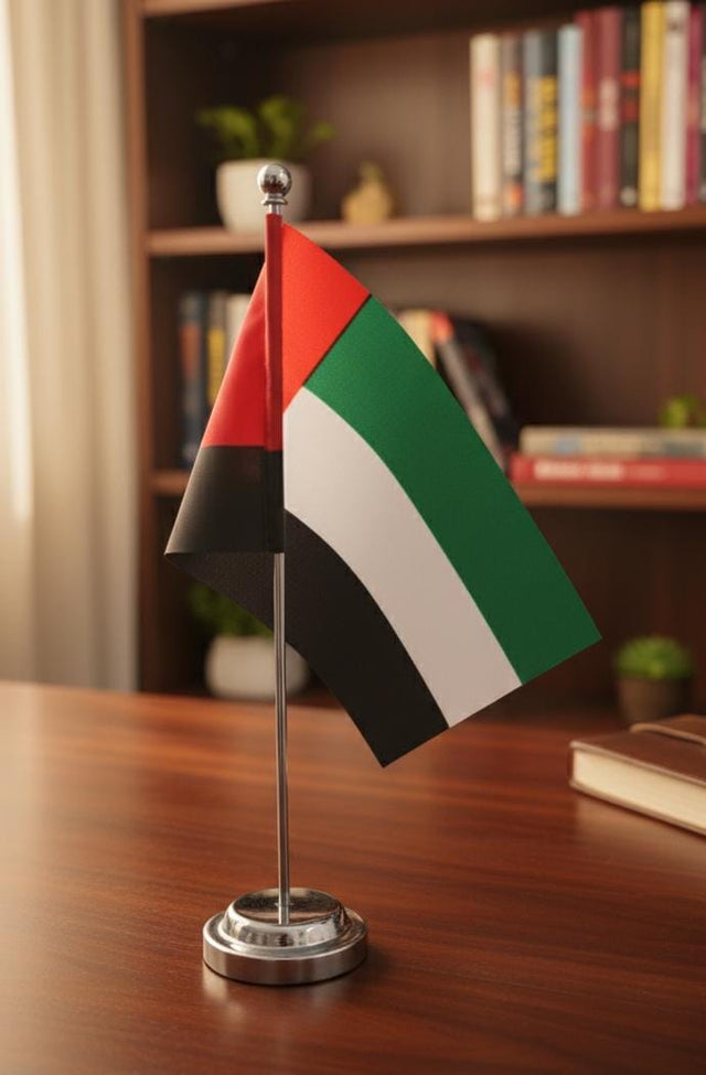 AKDC Desktop Flag Stand – Stylish Silver Finish 25CM Base for Office & Reception Desk Display - Al Kabayel Discount CentreAKDC Desktop Flag Stand – Stylish Silver Finish 25CM Base for Office & Reception Desk DisplayHome Décor AccentsAKDCAl Kabayel Discount Centre