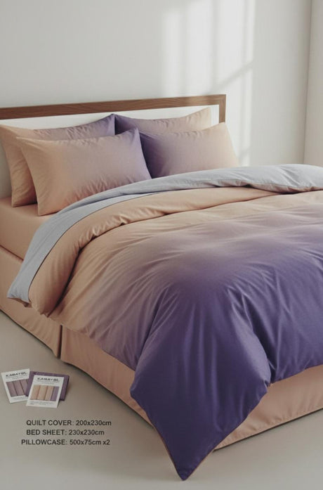 AKDC Double Quilt Cover Set in Peach & Lavender Cotton - Poly Blend, 200x230cm Quilt, Matching Bed Sheet & 2 Pillowcases - Al Kabayel Discount CentreAKDC Double Quilt Cover Set in Peach & Lavender Cotton - Poly Blend, 200x230cm Quilt, Matching Bed Sheet & 2 PillowcasesBeddingAKDCAl Kabayel Discount Centre