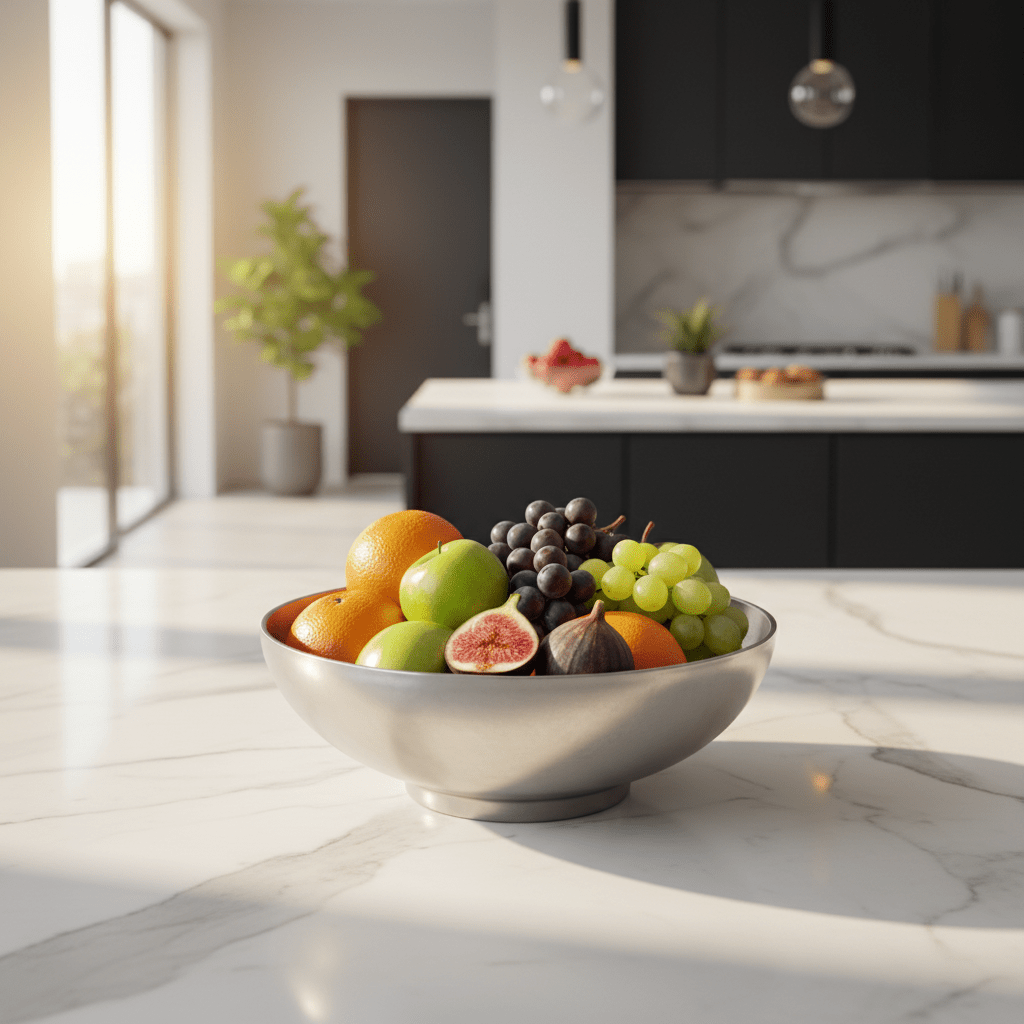 AKDC Double Wall Steel Fruit Bowl – 24cm × 7cm - Al Kabayel Discount CentreAKDC Double Wall Steel Fruit Bowl – 24cm × 7cmBowlsAKDCAl Kabayel Discount Centre