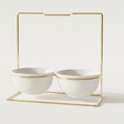 AKDC Dual Ceramic Bowl Set with Gold Stand | White & Gold Serveware 25cm - Al Kabayel Discount CentreAKDC Dual Ceramic Bowl Set with Gold Stand | White & Gold Serveware 25cmKitchen Utensils & GadgetsAKDCAl Kabayel Discount Centre