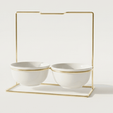 AKDC Dual Ceramic Bowl Set with Gold Stand | White & Gold Serveware 25cm - Al Kabayel Discount CentreAKDC Dual Ceramic Bowl Set with Gold Stand | White & Gold Serveware 25cmKitchen Utensils & GadgetsAKDCAl Kabayel Discount Centre