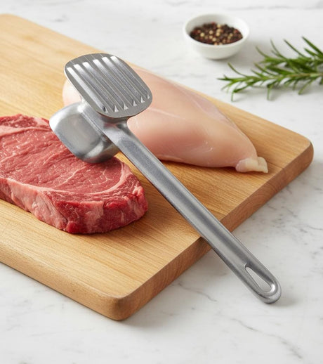 AKDC Dual - Sided Stainless Steel Meat Hammer – Tenderizer Tool for Beef, Chicken & Steak - Al Kabayel Discount CentreAKDC Dual - Sided Stainless Steel Meat Hammer – Tenderizer Tool for Beef, Chicken & SteakKitchen Utensils & GadgetsAKDCAl Kabayel Discount Centre