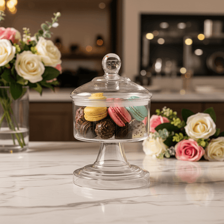 AKDC Elegant Acrylic Footed Candy Jar with Lid Clear Multipurpose Storage and Serving Container 15 × 13 cm - Al Kabayel Discount CentreAKDC Elegant Acrylic Footed Candy Jar with Lid Clear Multipurpose Storage and Serving Container 15 × 13 cmJars & Food SaversAKDCAl Kabayel Discount Centre
