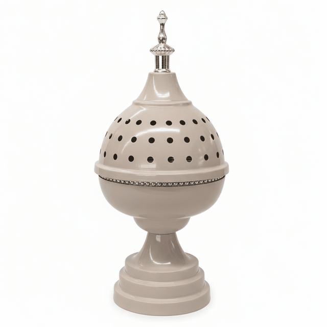 AKDC Elegant Beige Metal Incense Burner Neutral Tone Decorative Burner 20cm - Al Kabayel Discount CentreAKDC Elegant Beige Metal Incense Burner Neutral Tone Decorative Burner 20cmIncense BurnerAKDCAl Kabayel Discount Centre