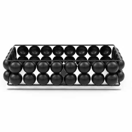 AKDC Elegant Black and White Bubble Design Metal Fruit Tray 22 x 10 cm Rectangular Serving Tray for Fruits - Al Kabayel Discount CentreAKDC Elegant Black and White Bubble Design Metal Fruit Tray 22 x 10 cm Rectangular Serving Tray for FruitsServing TraysAKDCAl Kabayel Discount Centre