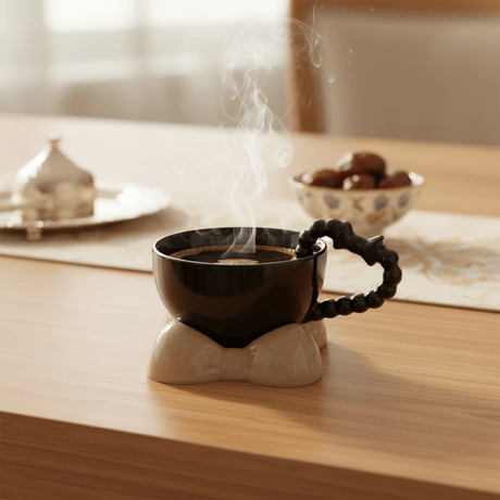 AKDC Elegant Black Ceramic Mug with Beige Saucer & Stylish Handle 250ml - Al Kabayel Discount CentreAKDC Elegant Black Ceramic Mug with Beige Saucer & Stylish Handle 250mlMugsAKDCAl Kabayel Discount Centre