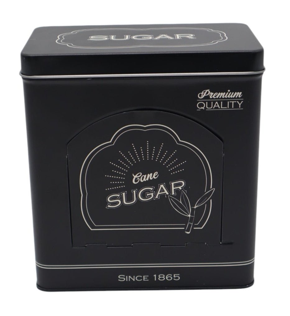 AKDC Elegant Black Metal Sugar Storage Canister with Decorative Sugar Cane Logo – Durable and Stylish Kitchen Organizer, 18×10 cm - Al Kabayel Discount CentreAKDC Elegant Black Metal Sugar Storage Canister with Decorative Sugar Cane Logo – Durable and Stylish Kitchen Organizer, 18×10 cmJars & Food SaversAKDCAl Kabayel Discount Centre
