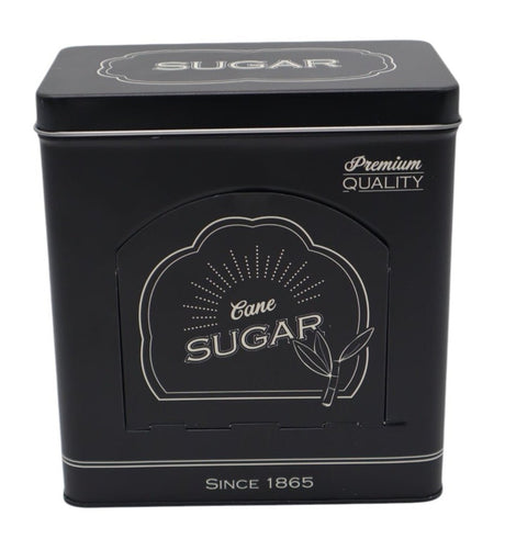 AKDC Elegant Black Metal Sugar Storage Canister with Decorative Sugar Cane Logo – Durable and Stylish Kitchen Organizer, 18×10 cm - Al Kabayel Discount CentreAKDC Elegant Black Metal Sugar Storage Canister with Decorative Sugar Cane Logo – Durable and Stylish Kitchen Organizer, 18×10 cmJars & Food SaversAKDCAl Kabayel Discount Centre
