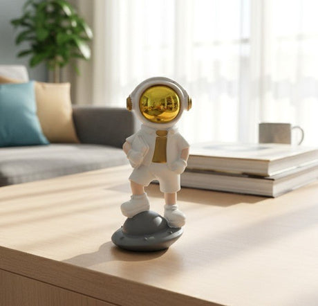 AKDC Elegant Ceramic Astronaut on White & Gold Spaceship Figurine – Modern Space Explorer Home Décor 14 cm - Al Kabayel Discount CentreAKDC Elegant Ceramic Astronaut on White & Gold Spaceship Figurine – Modern Space Explorer Home Décor 14 cmHome Décor AccentsAKDCAl Kabayel Discount Centre
