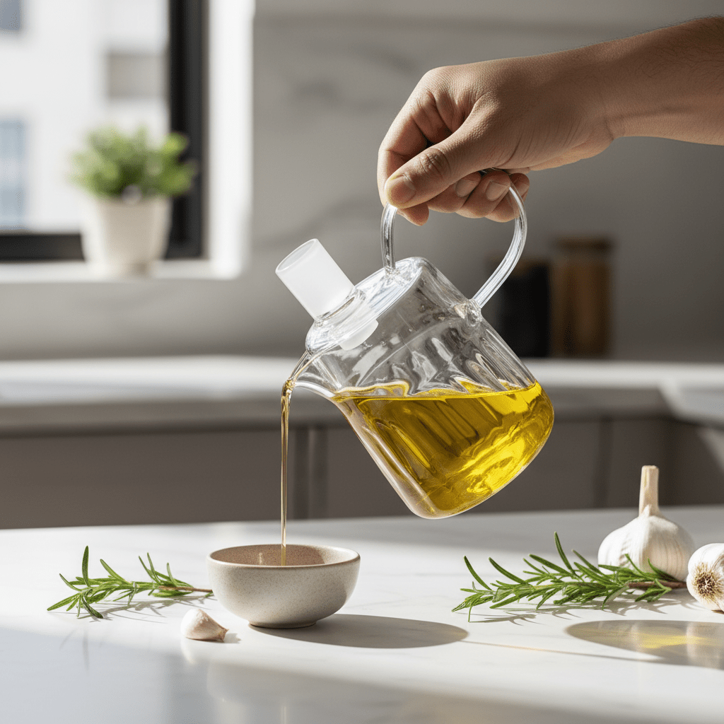 AKDC Elegant Clear Glass Oil Dispenser with Comfortable Handle for Easy Pouring – 500ml - Al Kabayel Discount CentreAKDC Elegant Clear Glass Oil Dispenser with Comfortable Handle for Easy Pouring – 500mlKitchen Utensils & GadgetsAKDCAl Kabayel Discount Centre