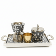 AKDC Elegant Floral Arabesque Silver & Grey Enamel Metal Incense Burner Gift Set with Hammered Tray — 35×16 cm - Al Kabayel Discount CentreAKDC Elegant Floral Arabesque Silver & Grey Enamel Metal Incense Burner Gift Set with Hammered Tray — 35×16 cmWooden Incense BurnerAKDCAl Kabayel Discount Centre
