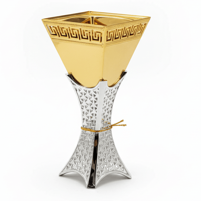 AKDC Elegant Gold and Silver Metal Incense Burner Premium Designer Burner 24cm - Al Kabayel Discount CentreAKDC Elegant Gold and Silver Metal Incense Burner Premium Designer Burner 24cmIncense BurnerAKDCAl Kabayel Discount Centre