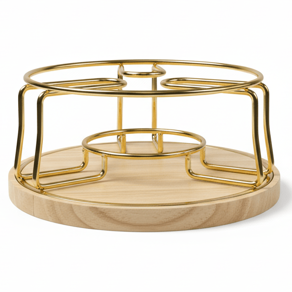 AKDC Elegant Gold Metal Teapot Warmer with Wooden Base for Keeping Tea Hot During Serving – 18x9cm - Al Kabayel Discount CentreAKDC Elegant Gold Metal Teapot Warmer with Wooden Base for Keeping Tea Hot During Serving – 18x9cmKitchen Utensils & GadgetsAKDCAl Kabayel Discount Centre