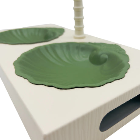 AKDC Elegant Palm Metal 2pcs Candy Bowls with Stand 35cm*18cm*32.5cm, Ivory/Green - Al Kabayel Discount CentreAKDC Elegant Palm Metal 2pcs Candy Bowls with Stand 35cm*18cm*32.5cm, Ivory/GreenBowlsAKDCAl Kabayel Discount Centre