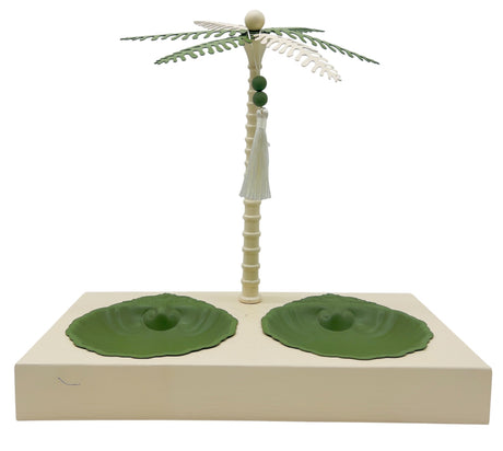 AKDC Elegant Palm Metal 2pcs Candy Bowls with Stand 35cm*18cm*32.5cm, Ivory/Green - Al Kabayel Discount CentreAKDC Elegant Palm Metal 2pcs Candy Bowls with Stand 35cm*18cm*32.5cm, Ivory/GreenBowlsAKDCAl Kabayel Discount Centre
