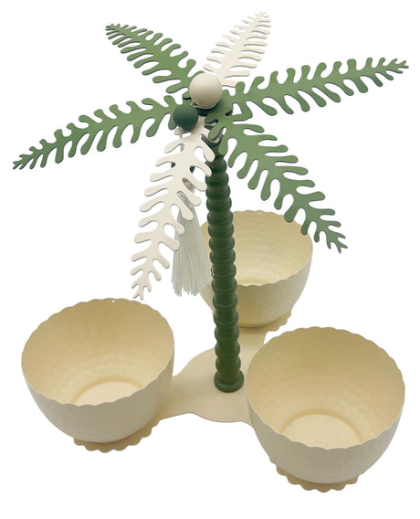AKDC Elegant Palm Metal 3 - Section Candy Bowl 350ml Each, Ivory/Green - Al Kabayel Discount CentreAKDC Elegant Palm Metal 3 - Section Candy Bowl 350ml Each, Ivory/GreenBowlsAKDCAl Kabayel Discount Centre