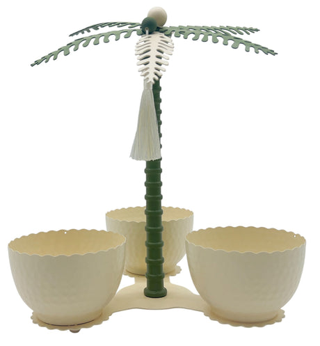 AKDC Elegant Palm Metal 3 - Section Candy Bowl 350ml Each, Ivory/Green - Al Kabayel Discount CentreAKDC Elegant Palm Metal 3 - Section Candy Bowl 350ml Each, Ivory/GreenBowlsAKDCAl Kabayel Discount Centre