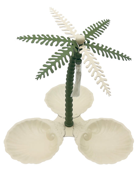 AKDC Elegant Palm Metal 3 - Section Candy Plate, Ivory/Green - Al Kabayel Discount CentreAKDC Elegant Palm Metal 3 - Section Candy Plate, Ivory/GreenBowlsAKDCAl Kabayel Discount Centre