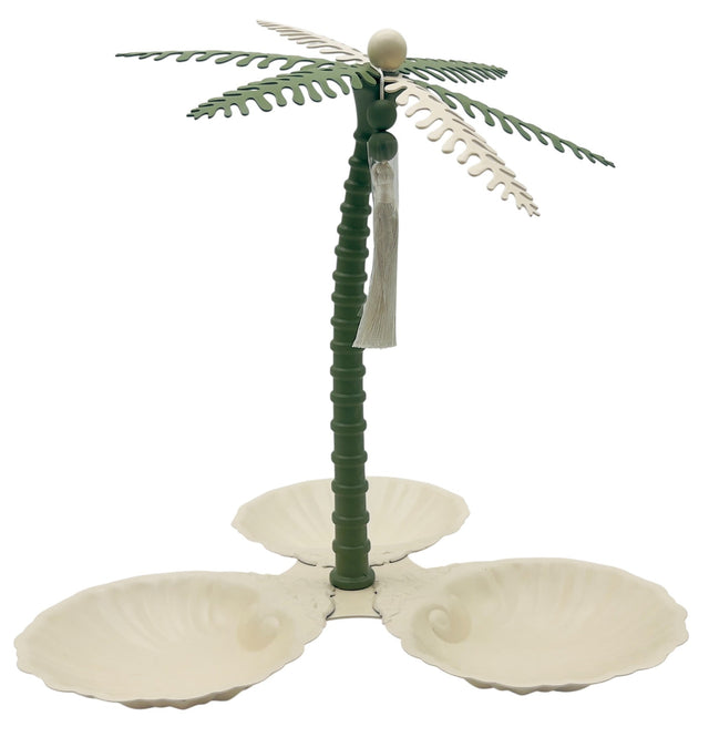 AKDC Elegant Palm Metal 3 - Section Candy Plate, Ivory/Green - Al Kabayel Discount CentreAKDC Elegant Palm Metal 3 - Section Candy Plate, Ivory/GreenBowlsAKDCAl Kabayel Discount Centre