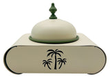 AKDC Elegant Palm Metal Candy Bowl with Stand 18.5cm*13cm*13.5cm, Ivory/Green - Al Kabayel Discount CentreAKDC Elegant Palm Metal Candy Bowl with Stand 18.5cm*13cm*13.5cm, Ivory/GreenBowlsAKDCAl Kabayel Discount Centre