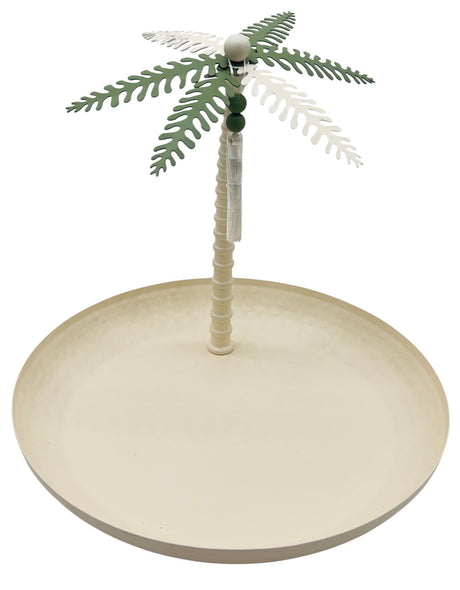AKDC Elegant Palm Metal Fruit Plate 31cm*28.5cm, Ivory/Green - Al Kabayel Discount CentreAKDC Elegant Palm Metal Fruit Plate 31cm*28.5cm, Ivory/GreenPlatesAKDCAl Kabayel Discount Centre