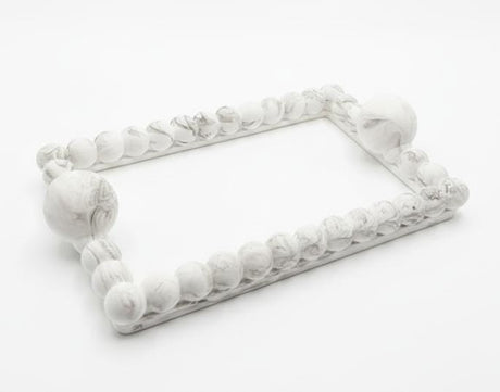AKDC Elegant Rectangular Glass Serving Tray – White Plaster of Paris Finish with Classic Silver Accent (29 × 19 cm) - Al Kabayel Discount CentreAKDC Elegant Rectangular Glass Serving Tray – White Plaster of Paris Finish with Classic Silver Accent (29 × 19 cm)Serving TraysAKDCAl Kabayel Discount Centre