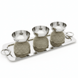 AKDC Elegant Rectangular Serving Tray in Silver Stainless Steel with Gold Accents & 3 Matching Bowls – Perfect for Snacks & Dips – 40 × 15 cm - Al Kabayel Discount CentreAKDC Elegant Rectangular Serving Tray in Silver Stainless Steel with Gold Accents & 3 Matching Bowls – Perfect for Snacks & Dips – 40 × 15 cmServing TraysAKDCAl Kabayel Discount Centre