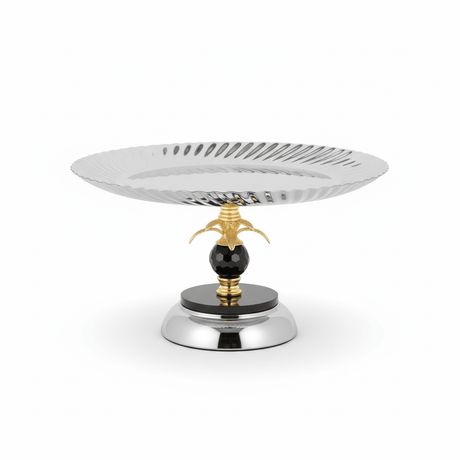 AKDC Elegant Round Silver Metal Serving Tray 30×15 cm Stylish Platter for Serving Desserts & Snacks - Al Kabayel Discount CentreAKDC Elegant Round Silver Metal Serving Tray 30×15 cm Stylish Platter for Serving Desserts & SnacksServing TraysAKDCAl Kabayel Discount Centre