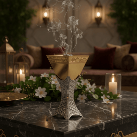 AKDC Elegant Silver and Gold Metal Incense Burner Extra Large Statement Burner 30cm - Al Kabayel Discount CentreAKDC Elegant Silver and Gold Metal Incense Burner Extra Large Statement Burner 30cmIncense BurnerAKDCAl Kabayel Discount Centre
