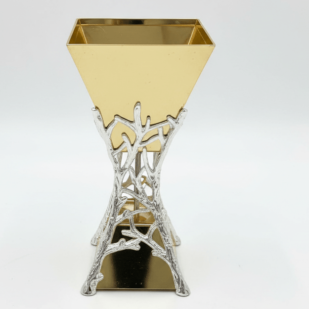 AKDC Elegant Silver and Gold Metal Incense Burner Premium Home Fragrance Burner 20cm - Al Kabayel Discount CentreAKDC Elegant Silver and Gold Metal Incense Burner Premium Home Fragrance Burner 20cmIncense BurnerAKDCAl Kabayel Discount Centre