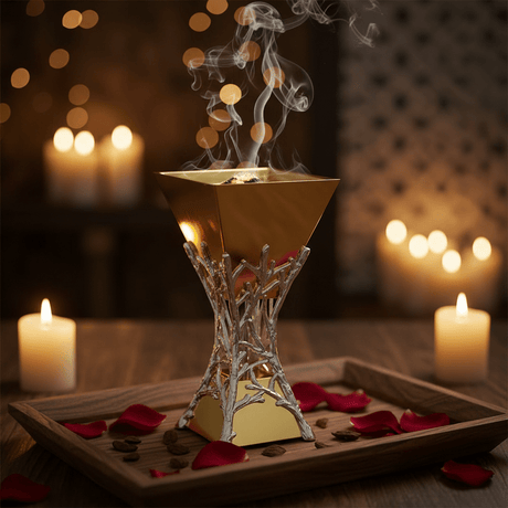 AKDC Elegant Silver and Gold Metal Incense Burner Premium Home Fragrance Burner 20cm - Al Kabayel Discount CentreAKDC Elegant Silver and Gold Metal Incense Burner Premium Home Fragrance Burner 20cmIncense BurnerAKDCAl Kabayel Discount Centre