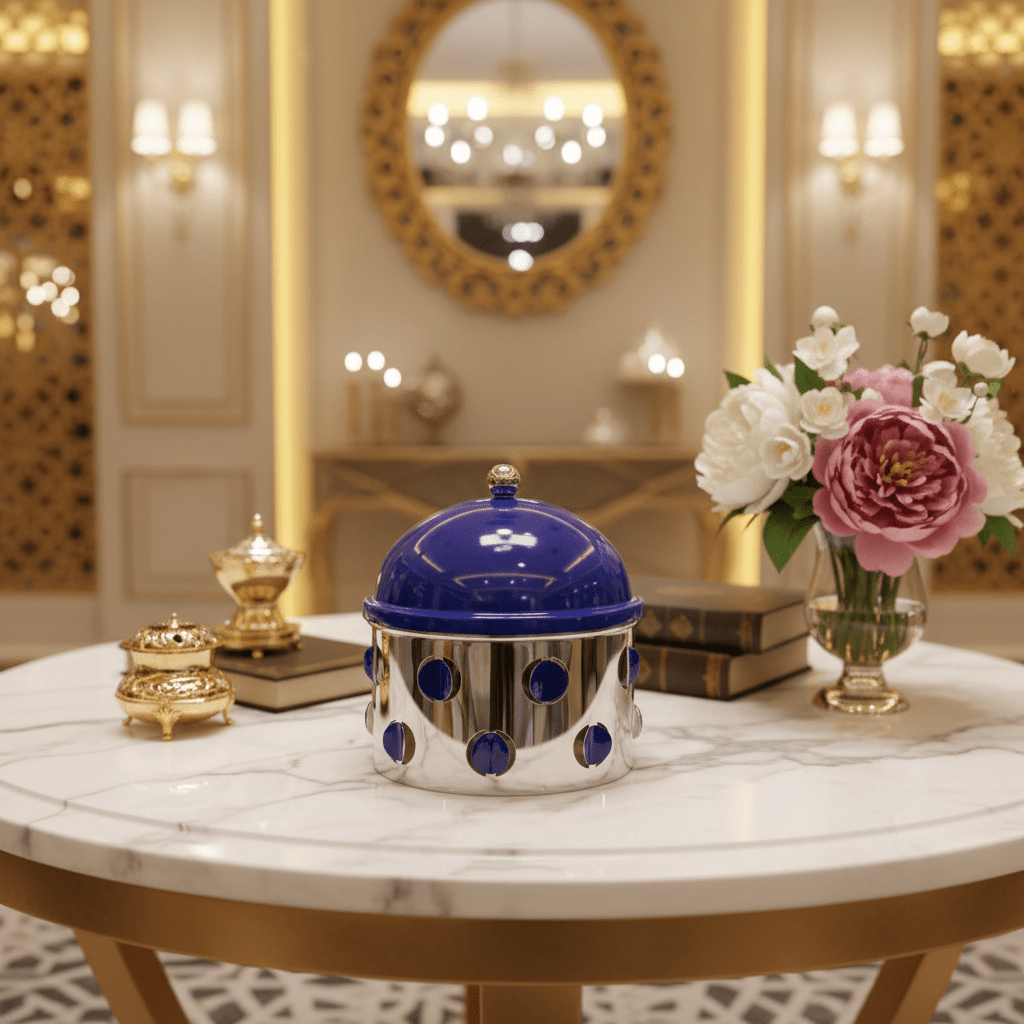AKDC Elegant Silver & Blue Round Dates Bowl 20×15 cm Premium Serving Bowl for Dry Fruits - Al Kabayel Discount CentreAKDC Elegant Silver & Blue Round Dates Bowl 20×15 cm Premium Serving Bowl for Dry FruitsBowlsAKDCAl Kabayel Discount Centre