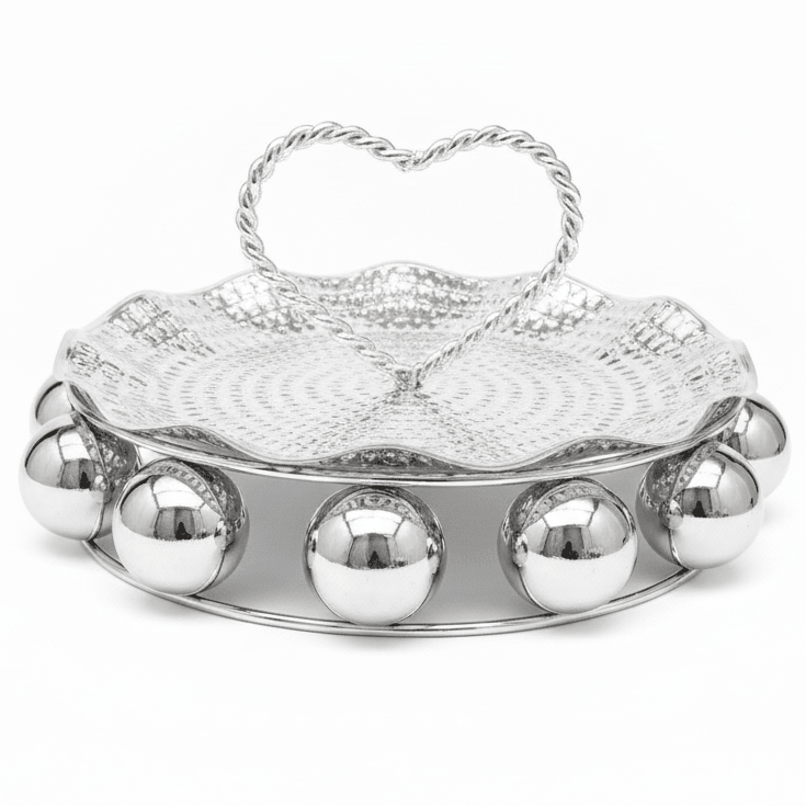 AKDC elegant silver metal candy tray decorative serving tray premium table display 22cm - Al Kabayel Discount CentreAKDC elegant silver metal candy tray decorative serving tray premium table display 22cmServing TraysAKDCAl Kabayel Discount Centre