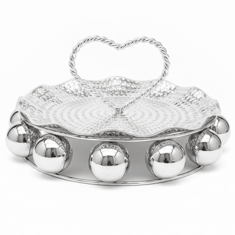 AKDC elegant silver metal candy tray decorative serving tray premium table display 22cm - Al Kabayel Discount CentreAKDC elegant silver metal candy tray decorative serving tray premium table display 22cmServing TraysAKDCAl Kabayel Discount Centre