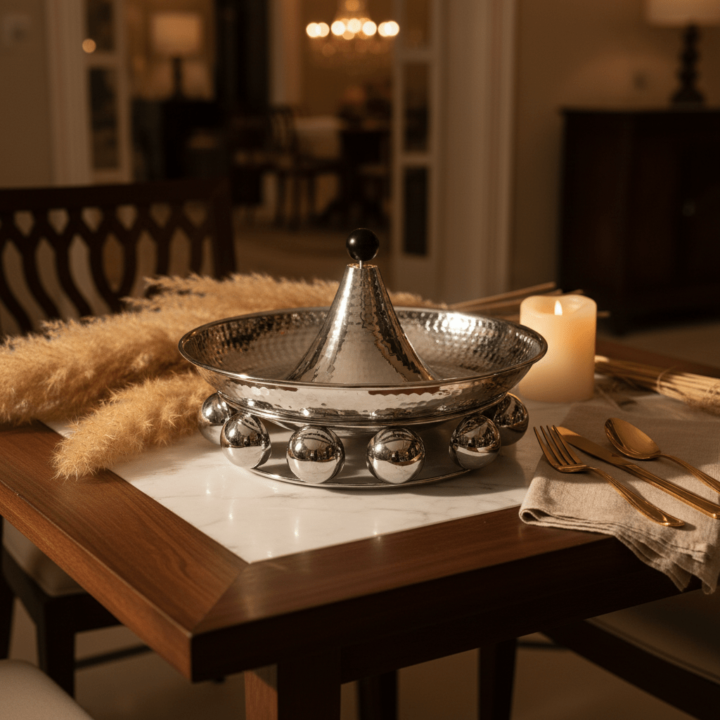 AKDC elegant silver metal candy tray luxury serving tray premium table decor platter 25.5cm - Al Kabayel Discount CentreAKDC elegant silver metal candy tray luxury serving tray premium table decor platter 25.5cmServing TraysAKDCAl Kabayel Discount Centre