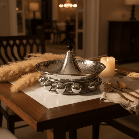 AKDC elegant silver metal candy tray luxury serving tray premium table decor platter 25.5cm - Al Kabayel Discount CentreAKDC elegant silver metal candy tray luxury serving tray premium table decor platter 25.5cmServing TraysAKDCAl Kabayel Discount Centre