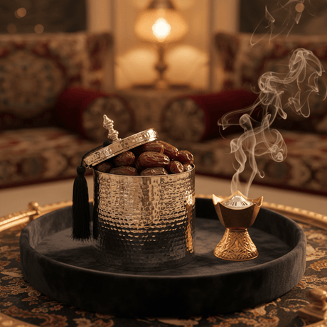 AKDC Elegant Silver Metal Dates Serving Pot with Lid for Ramadan, Hospitality, and Table Presentation (15 × 11 cm) - Al Kabayel Discount CentreAKDC Elegant Silver Metal Dates Serving Pot with Lid for Ramadan, Hospitality, and Table Presentation (15 × 11 cm)Jars & Food SaversAKDCAl Kabayel Discount Centre