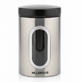 AKDC Elegant Stainless Steel Kitchen Storage Canister with Airtight Black Lid, Modern Countertop Design 1.1L - Al Kabayel Discount CentreAKDC Elegant Stainless Steel Kitchen Storage Canister with Airtight Black Lid, Modern Countertop Design 1.1LJars & Food SaversAKDCAl Kabayel Discount Centre