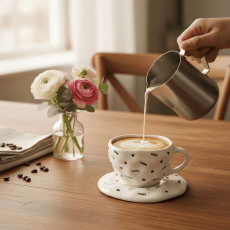 AKDC Elegant White Ceramic Cup & Saucer Set with Romantic Love Text Print, Stylish Coffee & Tea Cup 200ml - Al Kabayel Discount CentreAKDC Elegant White Ceramic Cup & Saucer Set with Romantic Love Text Print, Stylish Coffee & Tea Cup 200mlTea CupsAKDCAl Kabayel Discount Centre