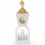 AKDC Elegant White Ceramic Incense Burner with Shiny Gold Lid – Luxury Decorative Aromatherapy Accessory – 20 cm - Al Kabayel Discount CentreAKDC Elegant White Ceramic Incense Burner with Shiny Gold Lid – Luxury Decorative Aromatherapy Accessory – 20 cmCeramic Incense BurnerAKDCAl Kabayel Discount Centre